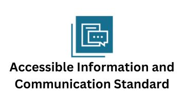 Accessible Information and Communication Standard icon of a paper and chat bubble.